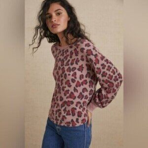 New Anthropologie Thermal Puff Sleeve Waffle Knit Long Sleeve Boho Top